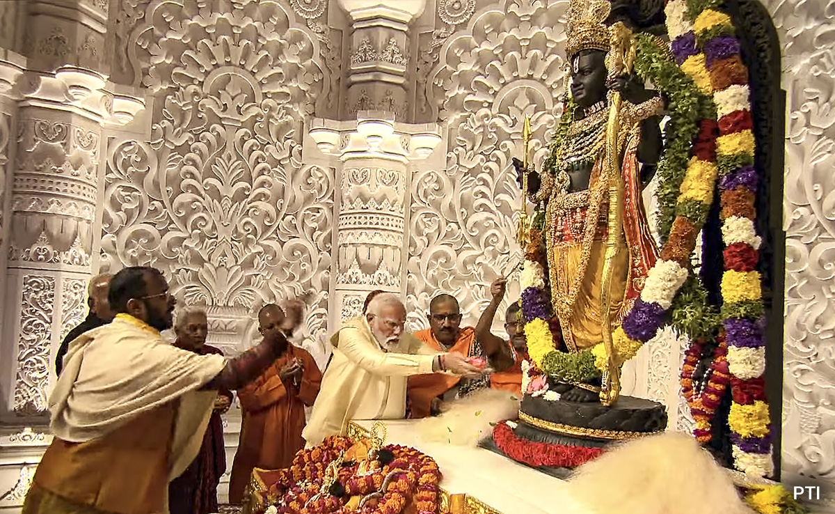 Ram Lalla Idol Revealed At Ayodhya Temple, Adorned In Gold, Flowers