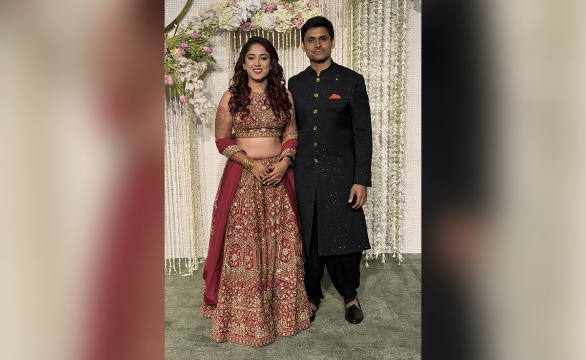 In An Embellished Red <i>Lehenga</i> And Black <i>Sherwani</i>, Ira Khan And Nupur Shikhare Are Embraced The Traditional Indian Wedding Look