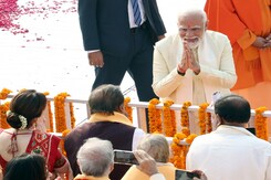PM Modi Greets Ram Temple 'Pran Pratishtha' Program Attendees PM Modi Greets Ram Temple 'Pran Pratishtha' Program Attendees