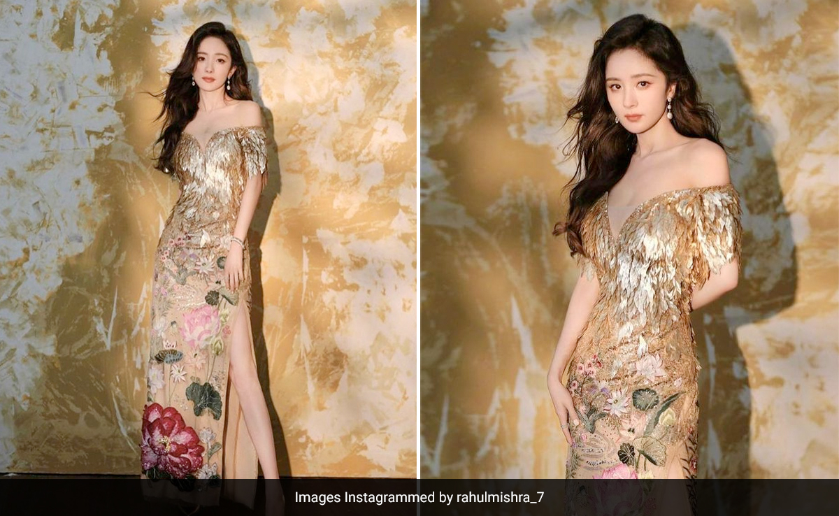 Yang Mi Combines Oomph With Flower Power In A Stunning Off-Shoulder Rahul Mishra Gown