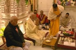 PM Modi At Ayodhya Ram Temple With Mohan Bhagwat By His Side PM Modi At Ayodhya Ram Temple With Mohan Bhagwat By His Side