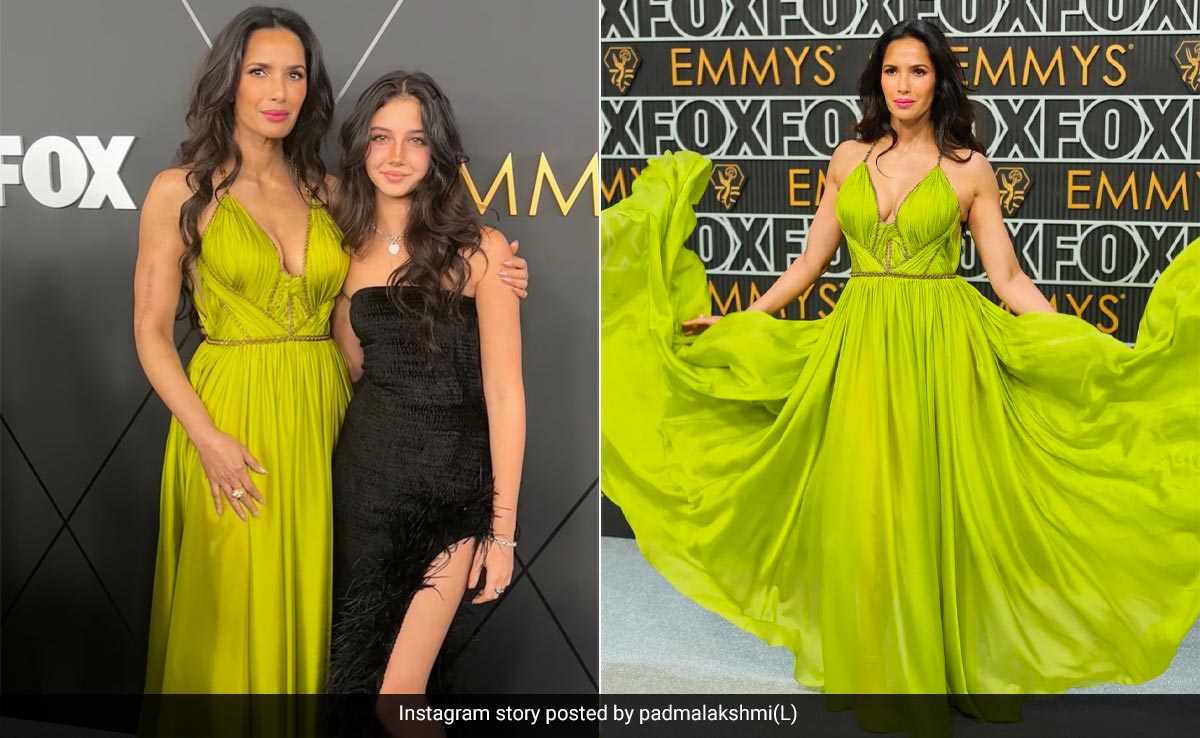Emmys 2024: Padma Lakshmi In Green And Daughter Krishna In Black Rock Contrasting Red Carpet Looks