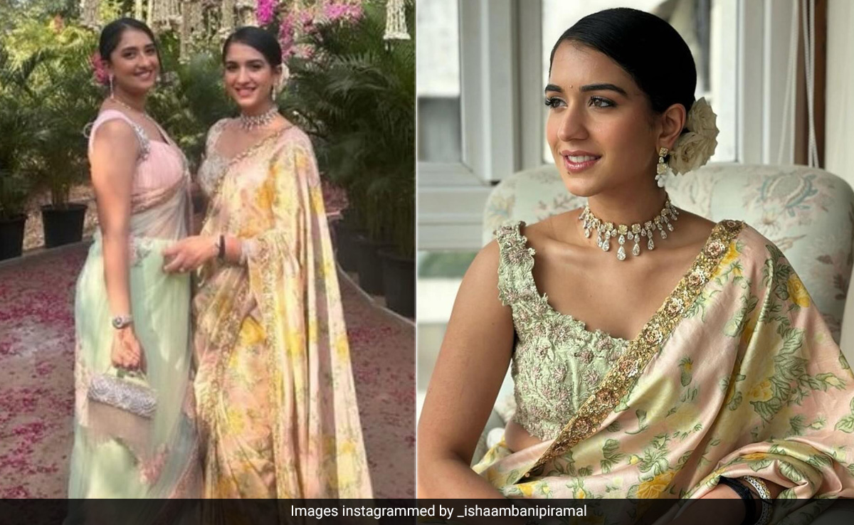 Radhika Merchant Delivers The Freshest Bridesmaid Goals In A Floral Sabyasachi Saree And A Rs 60 Lakh Hermes Kelly Bag