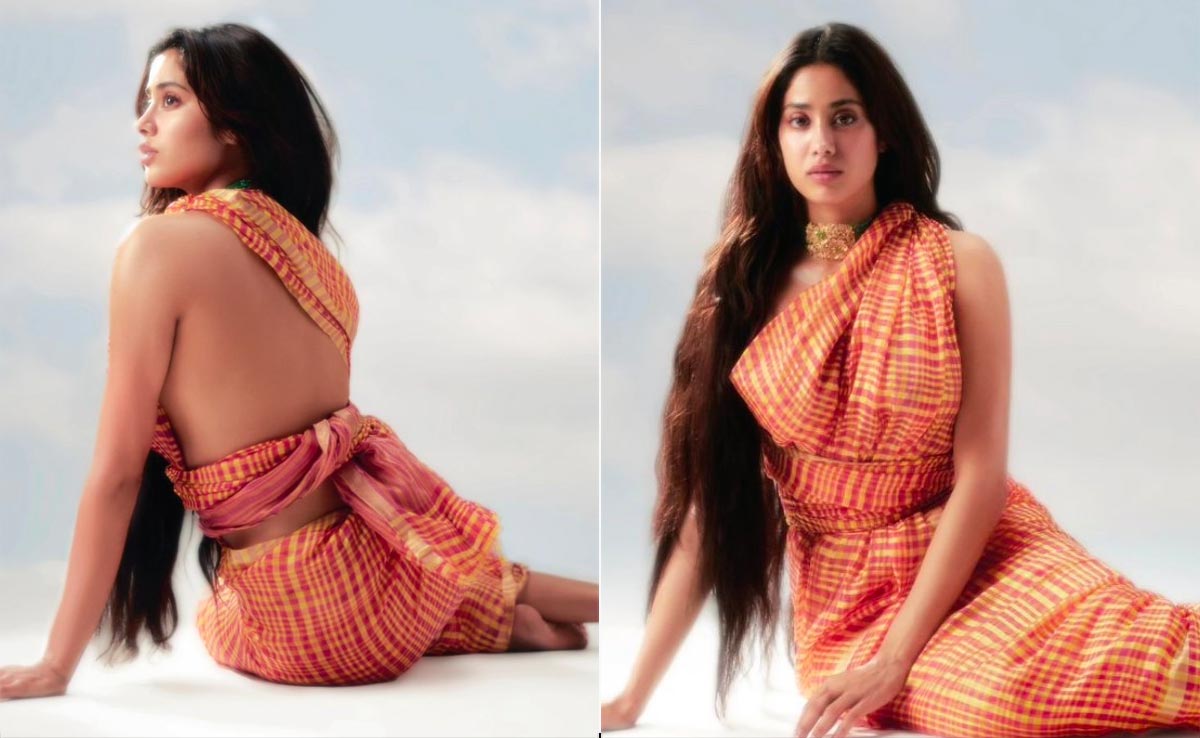 Janhvi Kapoor Goes Makeup-Free And Weaves A Traditional Vintage Dream In A Raw Mango <i>Saree</i>