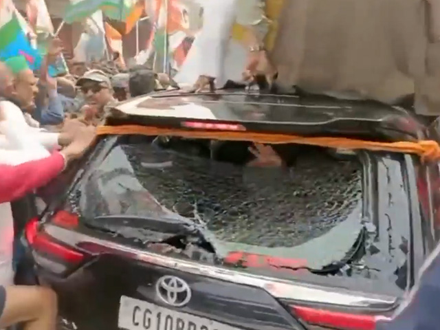 Video: Rahul Gandhi, Supporters On Top Of Car During Yatra, Windshield Breaks