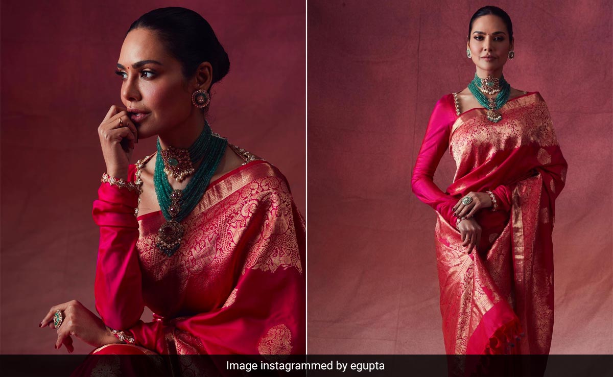Esha Gupta Weaves A Traditional Dream In A Beautiful Red Silk <i>Saree</i>