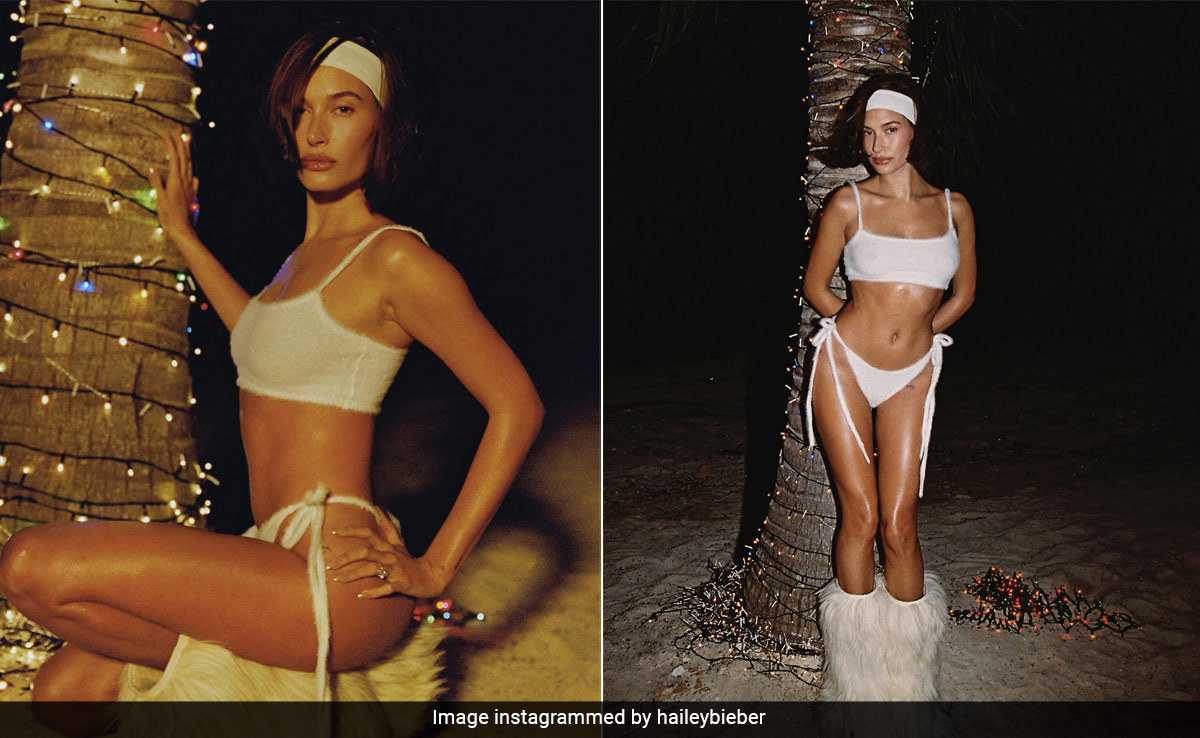 Hailey Bieber's Fuzzy White Swim Set Allows Her To Look Cool And Not Just Stay Warm