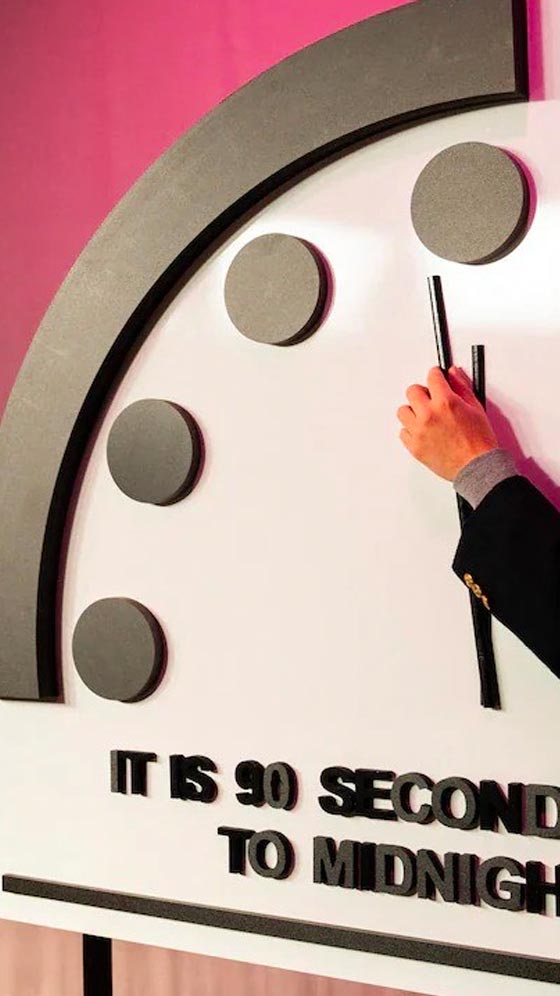 Doomsday Clock Set At 90 Seconds To Midnight - Vimarsana News