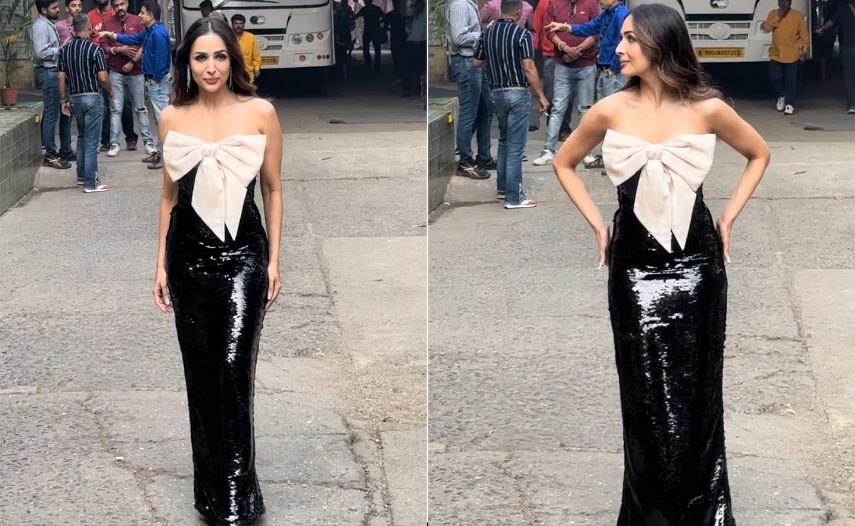 Malaika Arora's Black Sequinned Gown With A Bow Is Her Gift Of Style To Us