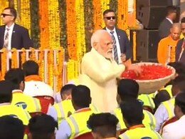 Watch: PM Modi Showers Flowers Petals On Ram Temple Construction Crew
