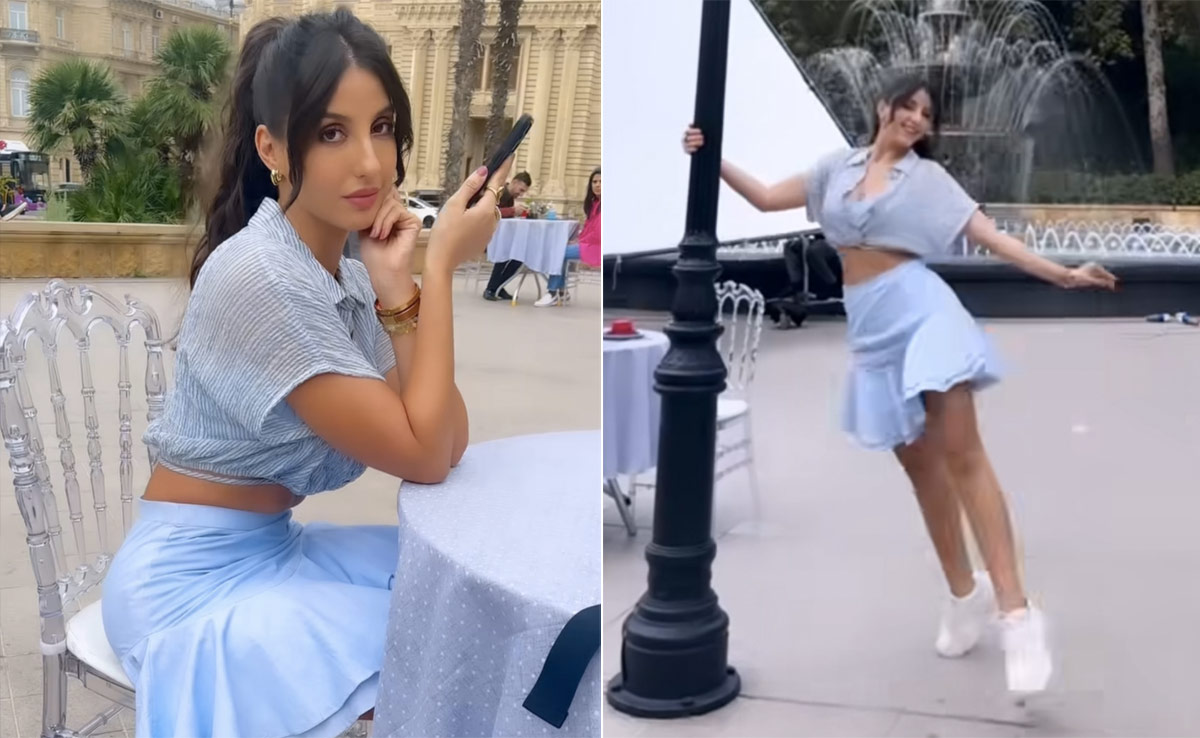 Nora Fatehi's High On Chic Style Is Served Right In A Cropped Shirt And Mini Skirt