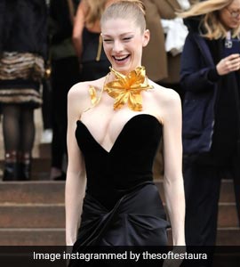 With A Gilded Flower Necklace, Hunter Schafer Makes Even A Black Dress So  Full Of Drama For Schiaparelli's Show At Paris Fashion Week 2024