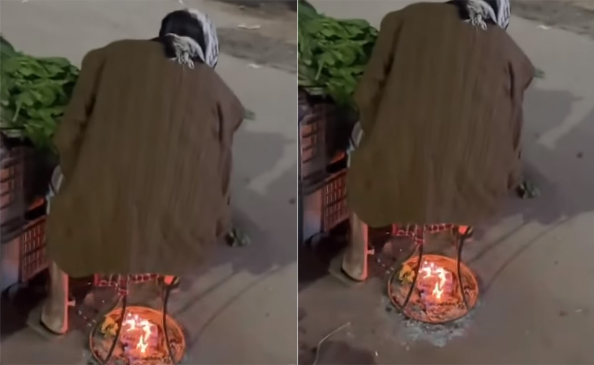 ठंड से बचने के लिए सब्जी वाले ने किया अनोखा जुगाड़, देखकर नहीं रुकेगी हंसी, यूजर्स बोले- धीमी आंच पर पकते हुए अंकल...