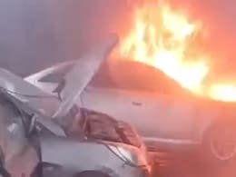 On Camera, BMW, Audi Cars Catch Fire After Short-Circuit In Punjab On Camera, BMW, Audi Cars Catch Fire After Short-Circuit In Punjab
