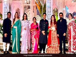Hema Malini Poses With Aamir Khan, Reena Dutta, Suriya At Ira Khan-Nupur Shikhare's Mumbai Reception Hema Malini Poses With Aamir Khan, Reena Dutta, Suriya At Ira Khan-Nupur Shikhare's Mumbai Reception