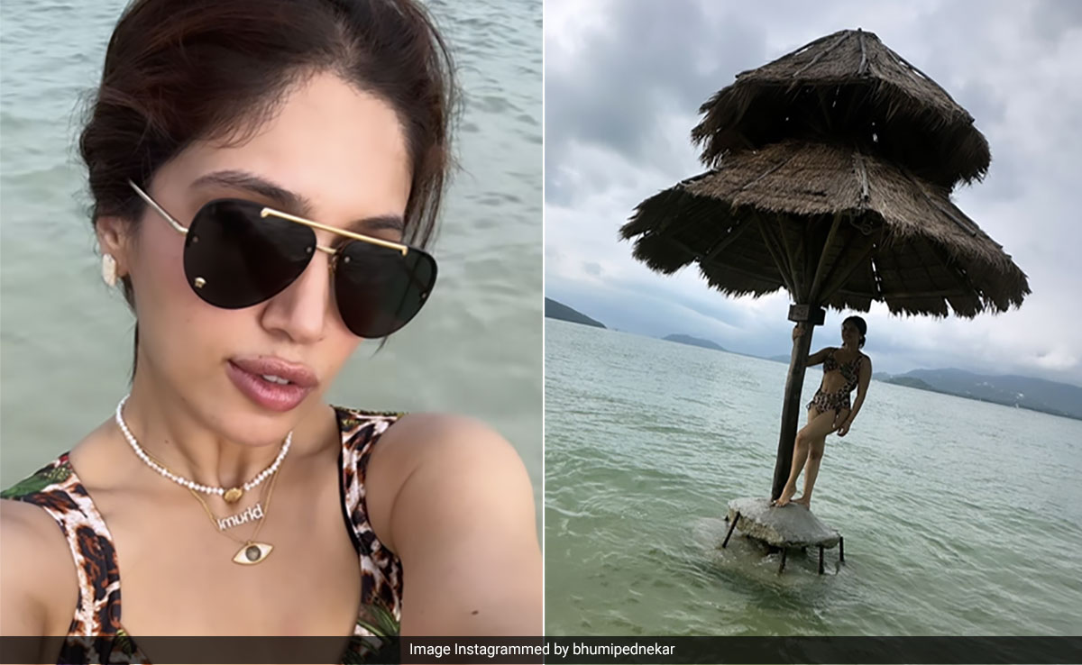 Bhumi Pednekar Made A Fierce Start To 2024 In A Leopard Cutout Swimsuit By The Beach