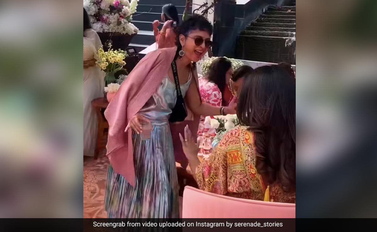 Kiran Rao Exuded Stylish Energy In A Metallic Silver Pleated Skirt And Pink Cape At Ira Khan's <i>Mehendi</i>