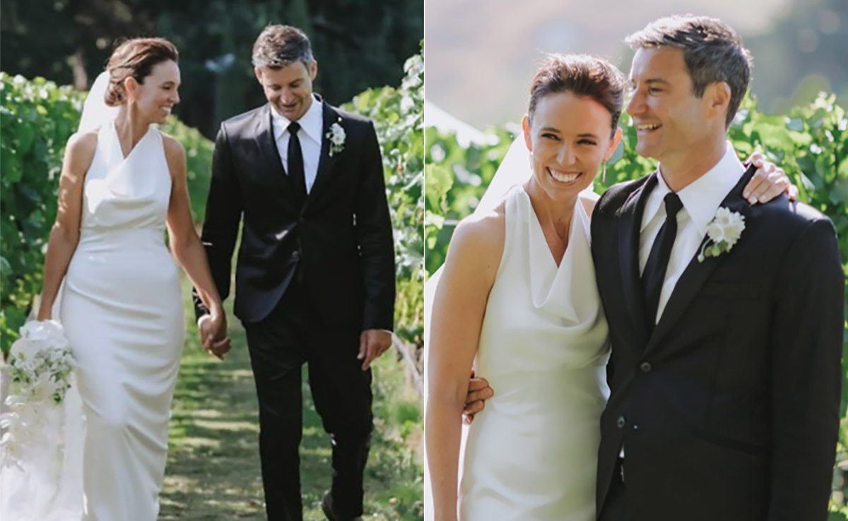 Jacinda Ardern Is A Magnificent Modern Bride In A Halter Neck Wedding Gown By NZ Designer Juliette Hogan