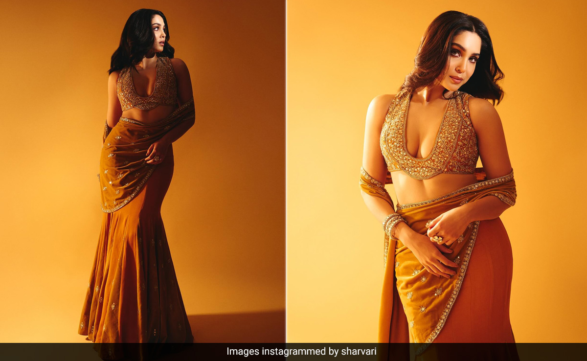 Sharvari Wagh's Slinky Embellished Mustard <i>Saree</i> Was Practically Made For A Sundowner Wedding
