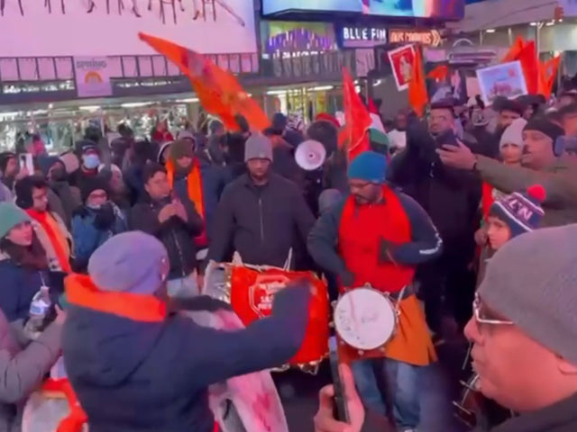 Dhol, Chants Of 'Jai Shri Ram' At US' Iconic Times Square Ahead Of Ram Temple Opening