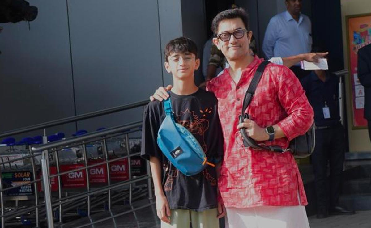 Ahead Of Ira's Udaipur Wedding, Aamir Khan, Son Azad Pictured At The Airport