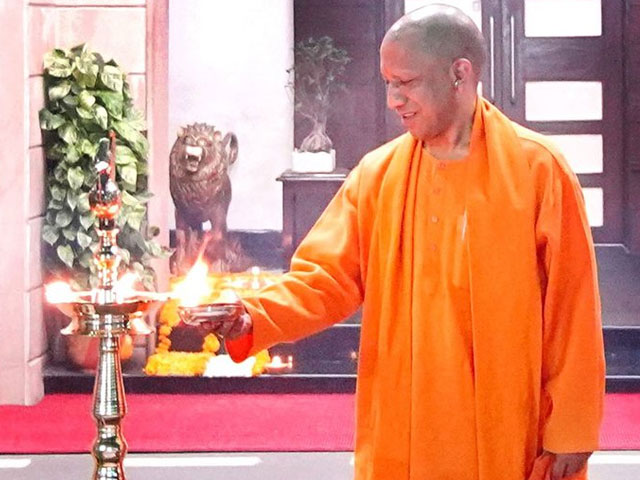 Yogi Adityanath Lights 'Ram Jyoti' At His Residence After Pran Pratishtha