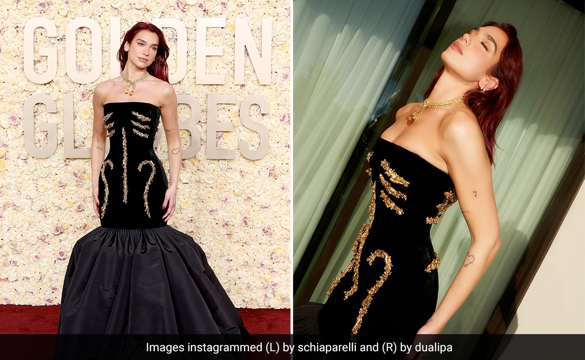 Dua Lipa's Stunning Schiaparelli Bone Dress Made It Hard To Sit, Let Alone <i>Dance The Night Away</i>