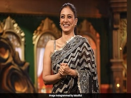 Tabu Gives The Colour Black A Sequinned Spin In An Abu Jani-Sandeep Khosla Saree Tabu Gives The Colour Black A Sequinned Spin In An Abu Jani-Sandeep Khosla Saree