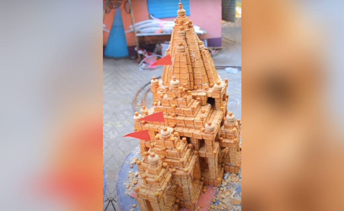 Bengal Man Makes Replica Of Ram Mandir With 20 Kg Of Parle-G Biscuits