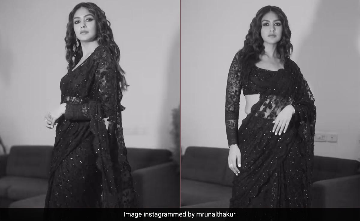 When Mrunal Thakur Called Herself A "<i>Desi</i> Beautiful Twisted Fantasy" In A Black <i>Saree</i>, We Believed It