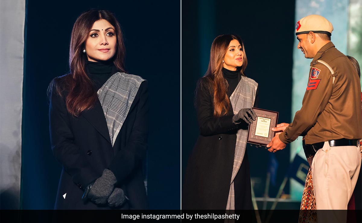 Shilpa Shetty's <i>Saree</i> Braves A Cold Winter Night In True <i>Indian Police Force</i> Style With A Trench And Gloves
