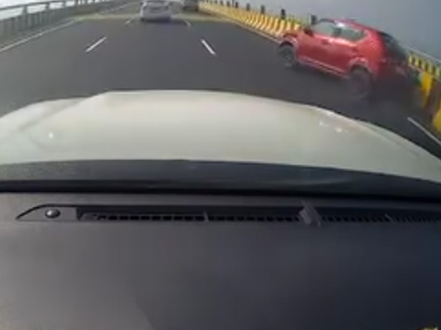 Dashcam Video Shows Car Swerving Violently Across New Mumbai Bridge