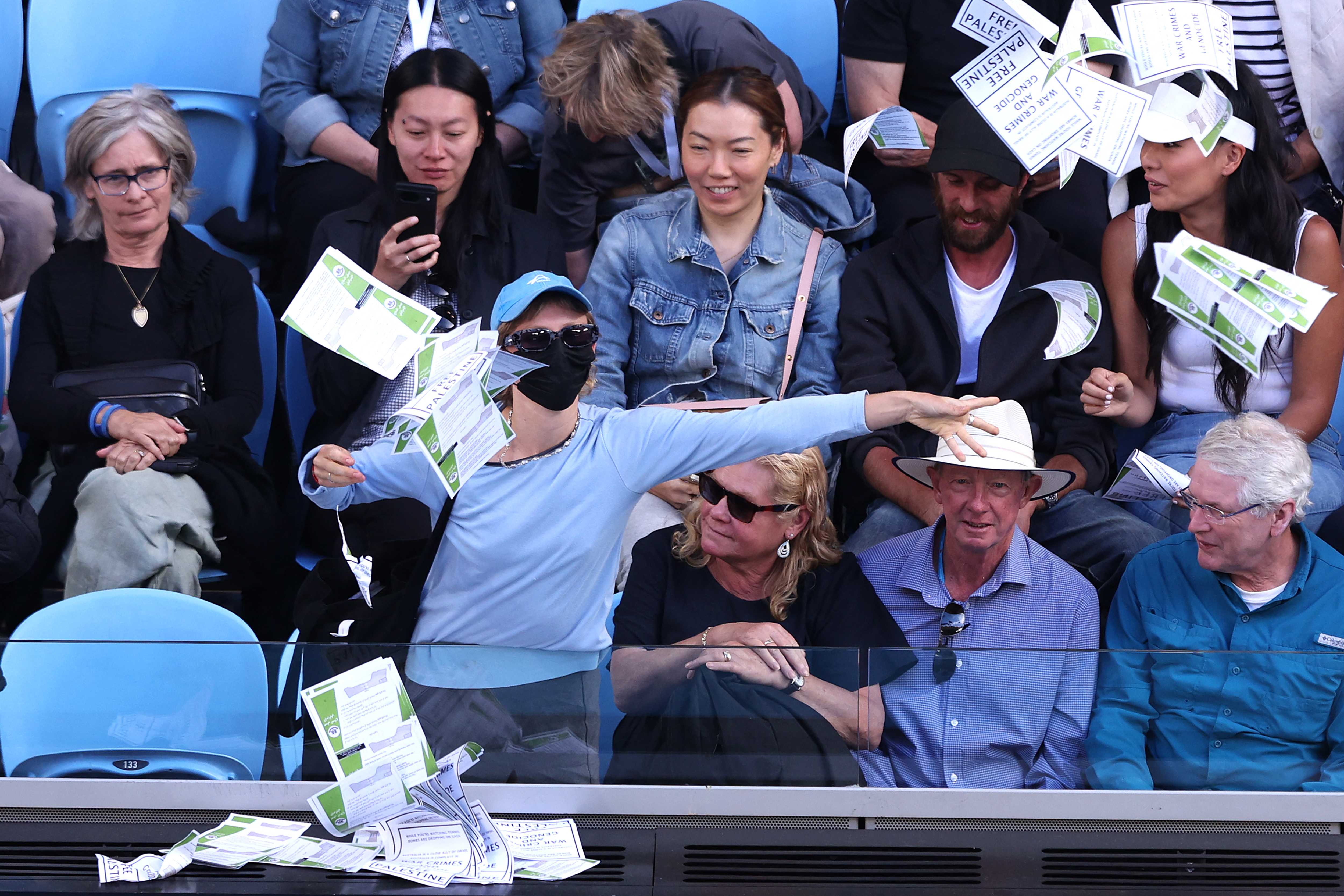 Watch: Aus Open Game Delayed As Protestor Throws 'Free Palestine' Leaflets