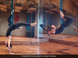 Just Taapsee Pannu Setting Fitness Goals With Her Aerial Yoga Session Just Taapsee Pannu Setting Fitness Goals With Her Aerial Yoga Session