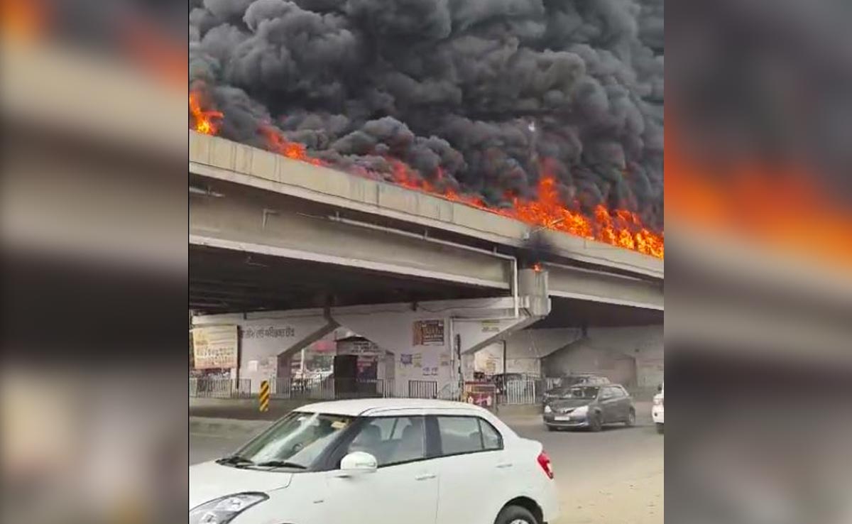 Video: Massive Blaze On Ludhiana Flyover After Fuel Tanker Catches Fire