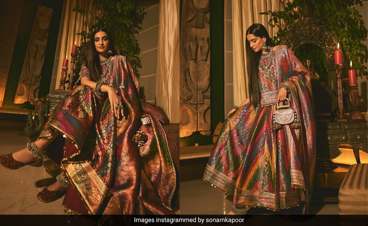 Sonam Kapoor's Vibrant Modern Sustainable <i>Lehenga</i> Is Actually Made From A 60 Year-Old Vintage <i>Saree</i>