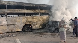 Car Crashes Into Bus That Hit Divider On Yamuna Expressway, 5 Dead As Both Vehicles Catch Fire