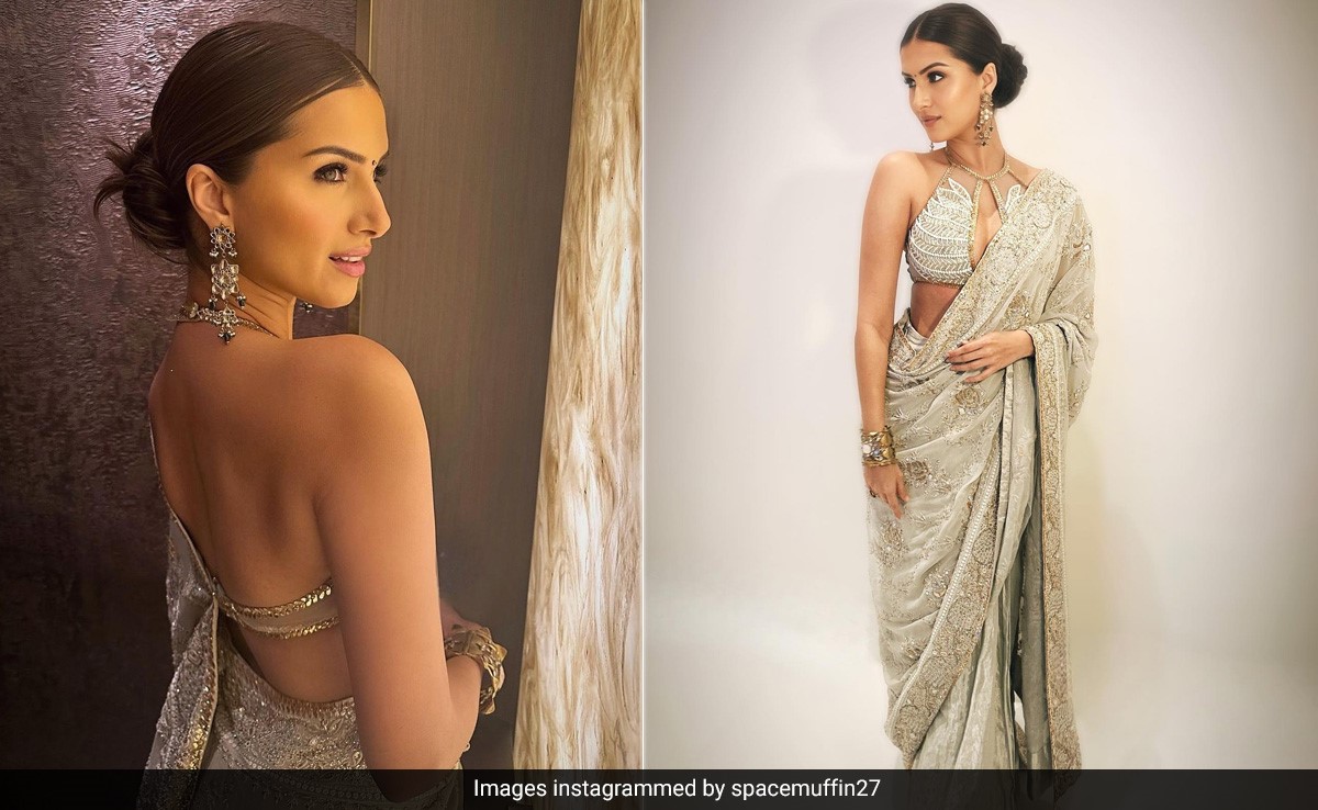 Tara Sutaria Sparkles Brighter Than The Stars In An Embellished Silver Faabiiana <i>Saree</i> And Halter Blouse