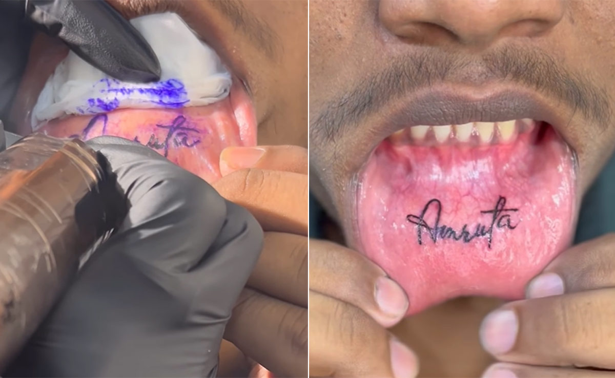 प्यार में दीवाने आशिक ने ऐसी जगह गुदवाया गर्लफ्रेंड के नाम का टैटू, लोग बोले- शादी के बाद...