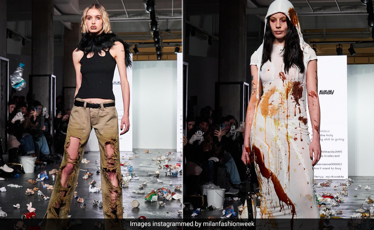 This MFW 2024 Runway Featuring Trash Being Tossed At Models Is Going Viral; Here's Why