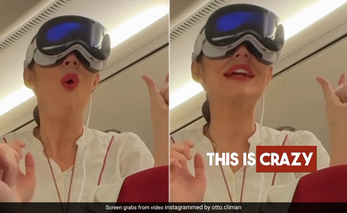 Watch: Emirates Air Hostess Tries Apple Vision Pro During Flight, Airline Reacts