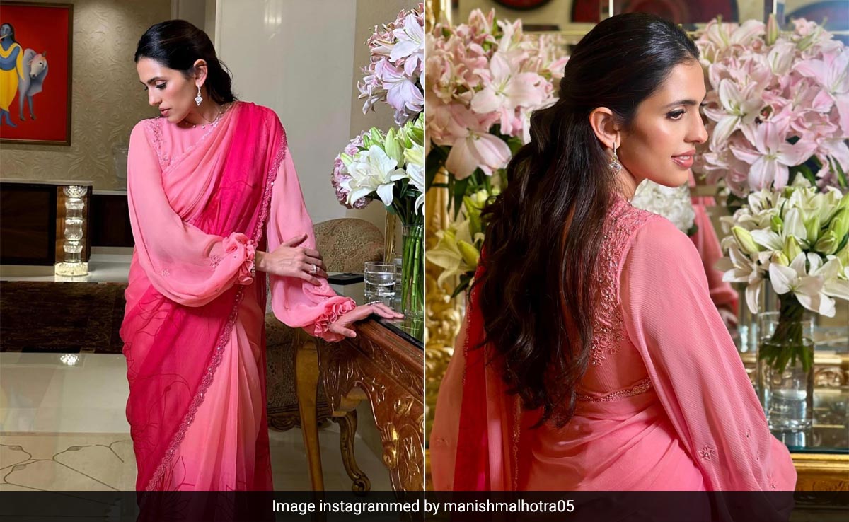 Shloka Mehta Looks As Blissful As A Bright Day Of Spring In An Ombre Manish Malhotra <i>Saree</i>