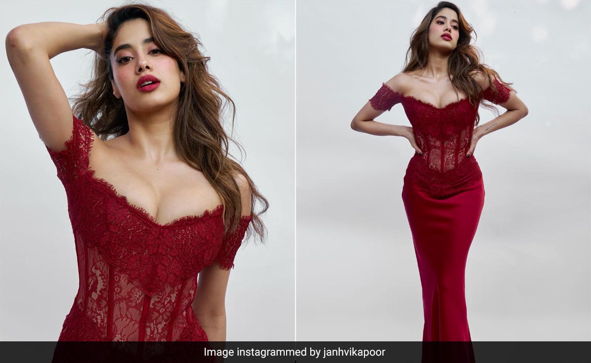 Janhvi Kapoor Is Valentine's Day Red-dy In A Lace Corset Gown