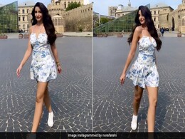 Nora Fatehi Dances Through An Early Summer In A Blue And White Printed Playsuit Nora Fatehi Dances Through An Early Summer In A Blue And White Printed Playsuit