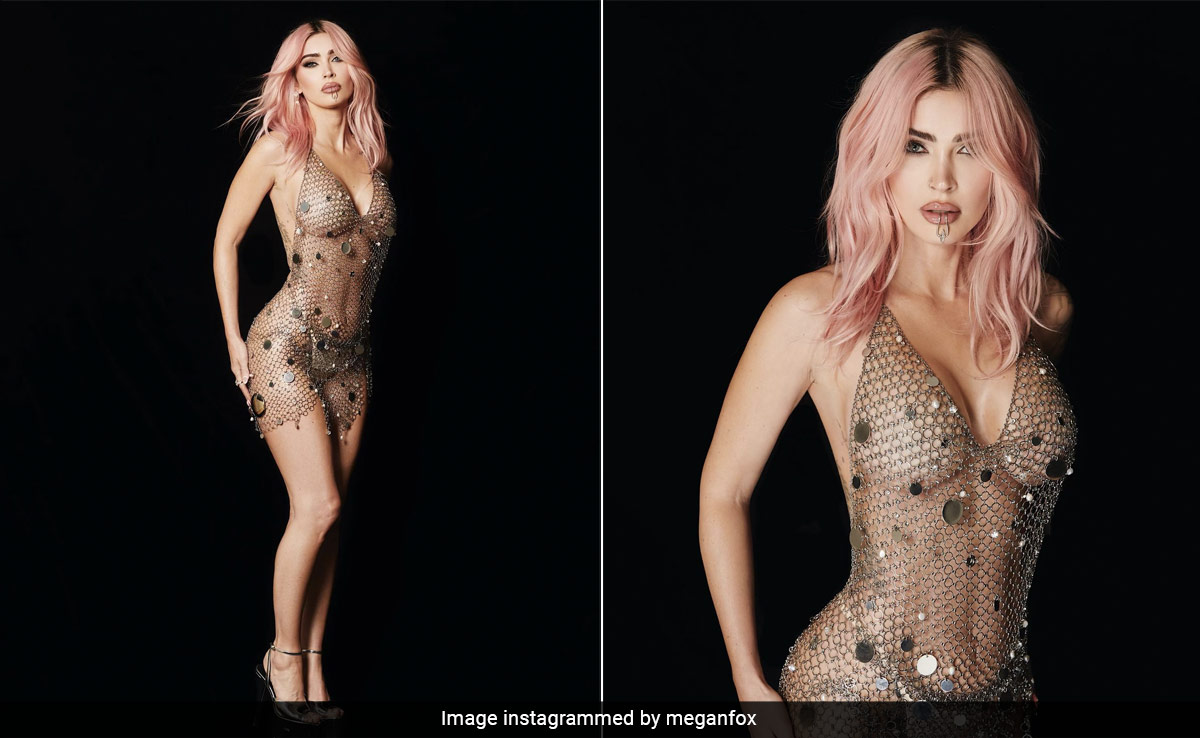 Megan Fox Wore A Metal Chain Mini Dress To The Grammy Viewing Party But She Was In Fact The Real View That Night