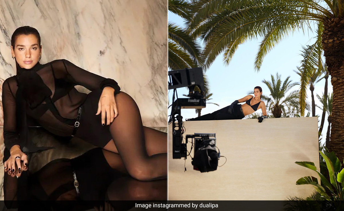 Dua Lipa Channels Her Inner Goddess In An All-Black Sheer And Bralette As Yves Saint Laurent's Global Ambassador