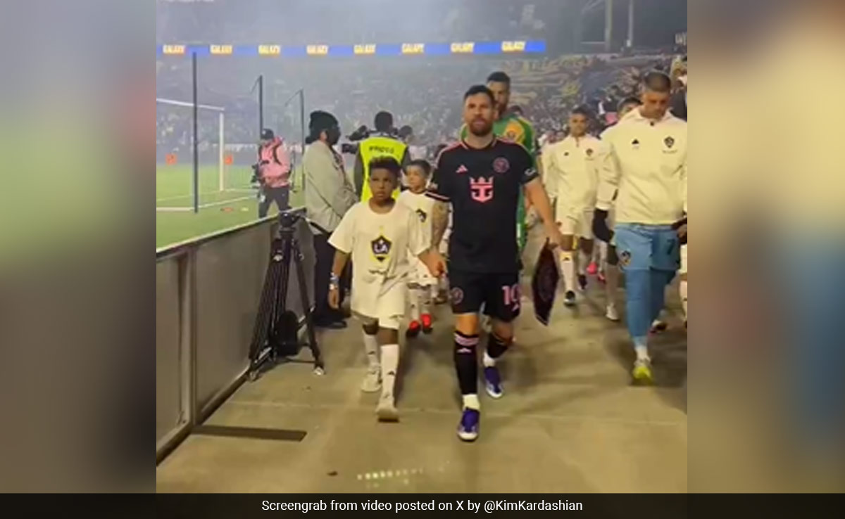 "Living The Dream": Kim Kardashian's Son Walks With Lionel Messi During Miami Game