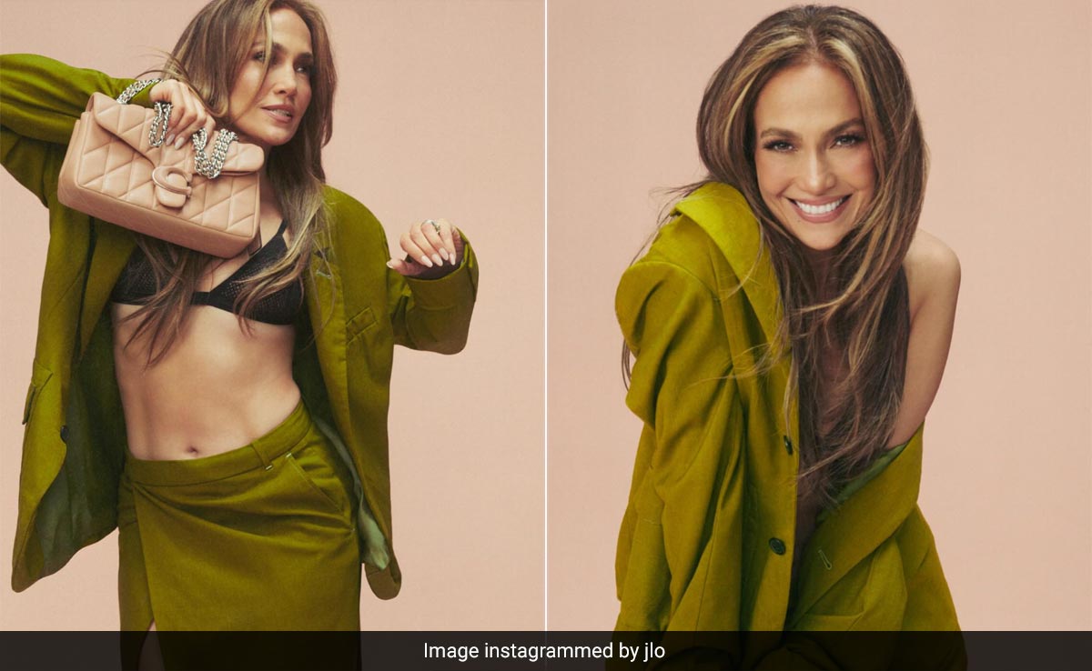Jennifer Lopez In A Black Bralette And Olive Green Skirt Set Proves That Greens Are Good For You