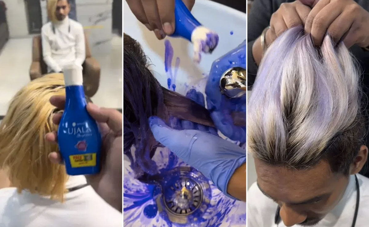 चार बूंदों वाले 'उजाला' से रंग डाले बाल, हेयर स्टाइलिस्ट का तरीका देख लोग बोले- Harpic भी डाल के देख लो भाई