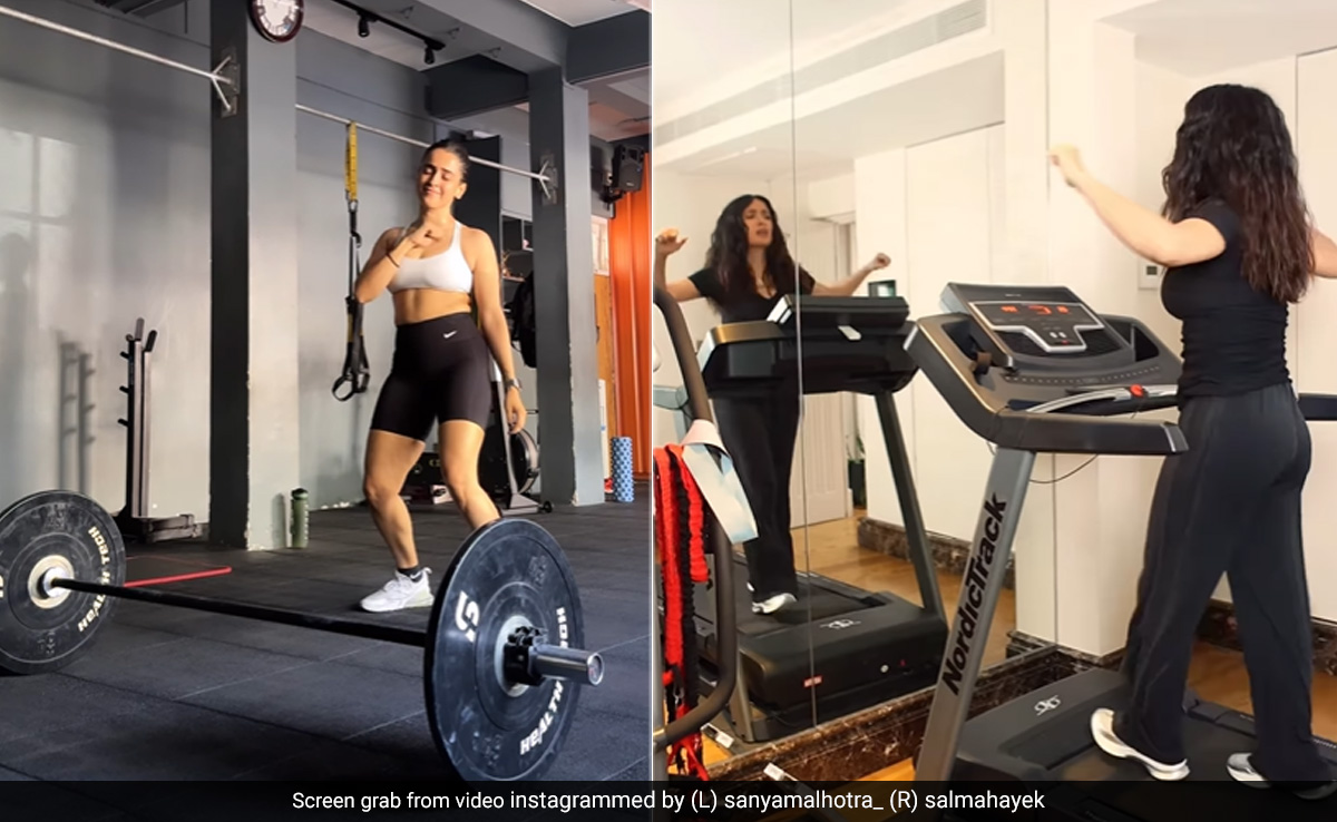 Salma Hayek And Sanya Malhotra's Dance Fitness Videos Will Make You Want To Bust A Move Before You Lift A Dumbbell
